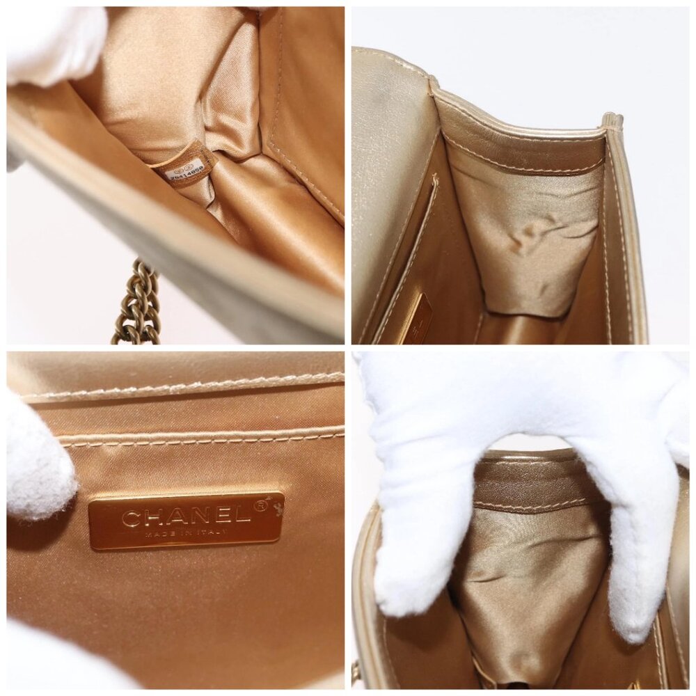 CHANEL Chain Shoulder Bag Lamb Skin Gold CC - Picture 15 of 16